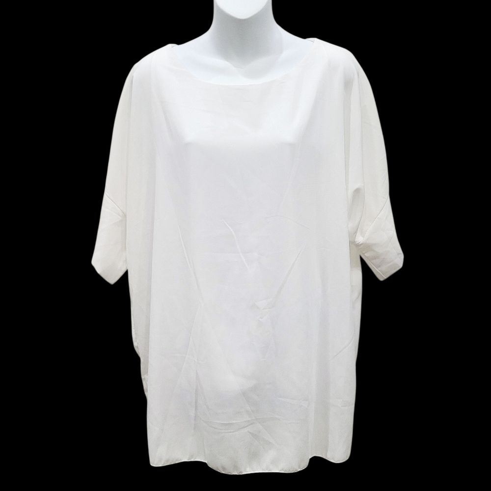 2/$20 Y2K Pure White Loose Fit Top Blouse Size: Large